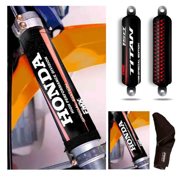 7 Combo Cub Am. Cub. Barral Moto Honda Titan + Cub Palanca Regalo - Negro/Rojo