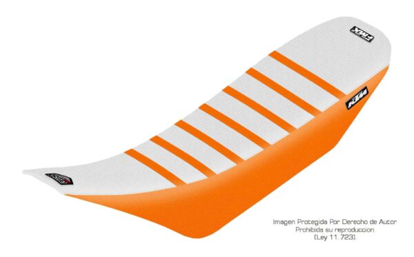 Funda Asiento Ktm 2007/2011 Rib Fmx Covers - Blanco/Naranja/Naranja