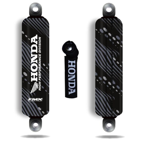 Combo Cubre Amortiguador Moto HONDA 100 125 150 GRANULATED + Cub Palanca Regalo - Negro/Blanco