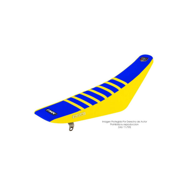 Funda Asiento Suzuki Ax 100 Rib Fmx Covers - Azul/Amarillo/Amarillo
