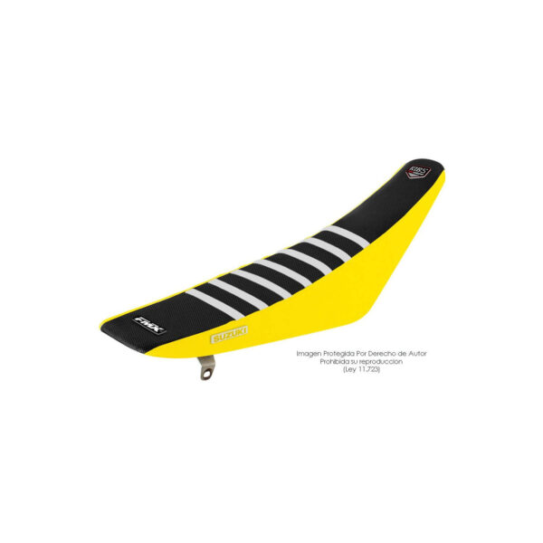 Funda Asiento Suzuki Ax 100 Rib Fmx Covers - Negro/Amarillo/Blanco