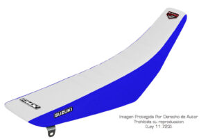 Funda Asiento Suzuki Dr 250/350 Plisada Fmx Covers - Blanco/Azul