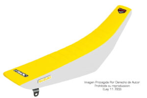 Funda Asiento Suzuki Dr 250/350 Plisada Fmx Covers - Amarillo/Blanco